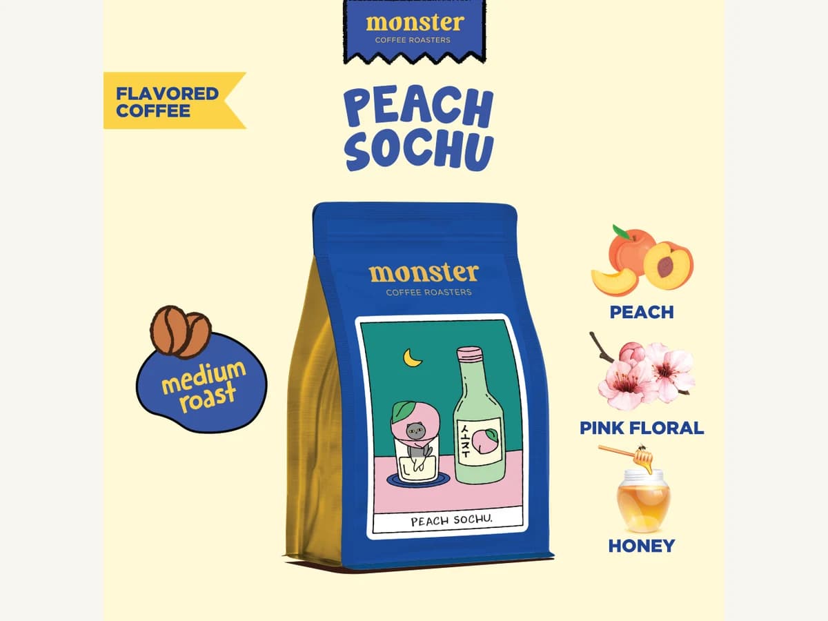 Monster Coffee Roasters Peach Sochu bag illustration