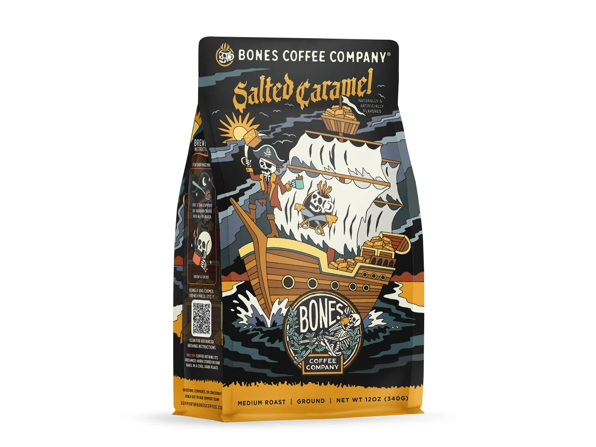 Bones Coffee Company Salted Caramel coffee bag